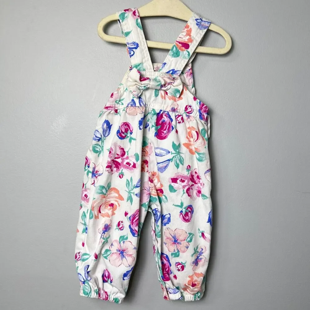 Vintage OshKosh B'Gosh Floral Overalls Made in USA size 6-9 Months Baby Girl